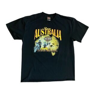 Harley Davidson Shirt Australia Ride Cairns Black Graphic Tee T-Shirt‎ XL READ